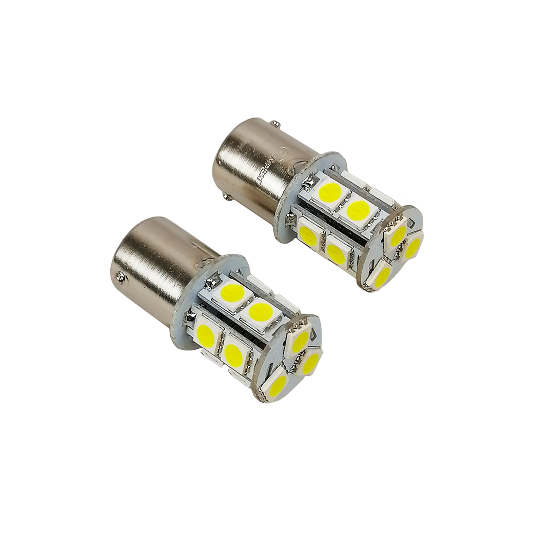 Лампа одноконтактна LED P21W 12V (компл. 2 шт) 13 діодів біла (кукурудза) Tempest