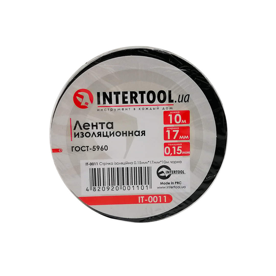 Ізолента 17 мм х 10 м чорна Intertool