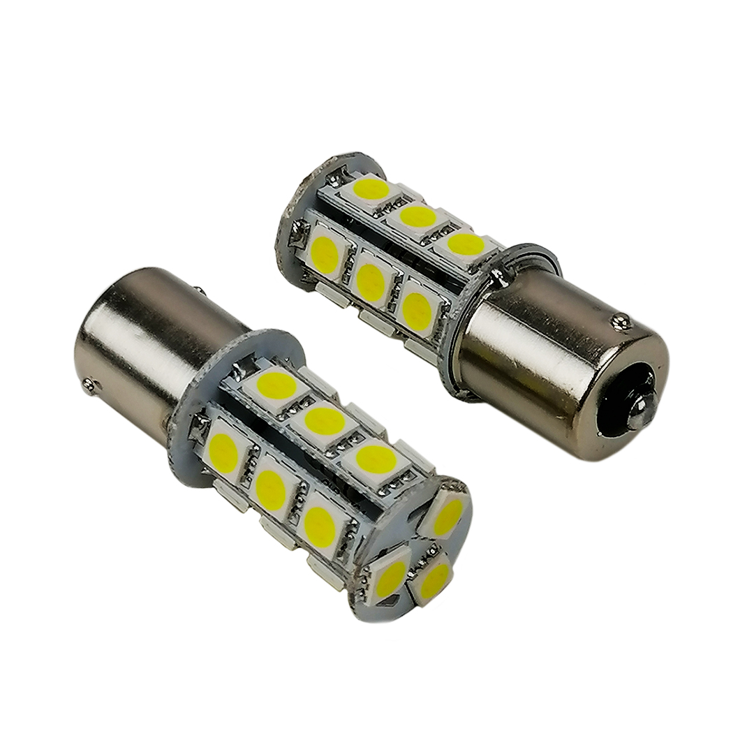 Лампа одноконтактна LED P21W 12V (компл. 2 шт) 18 діодів біла (кукурудза) Tempest