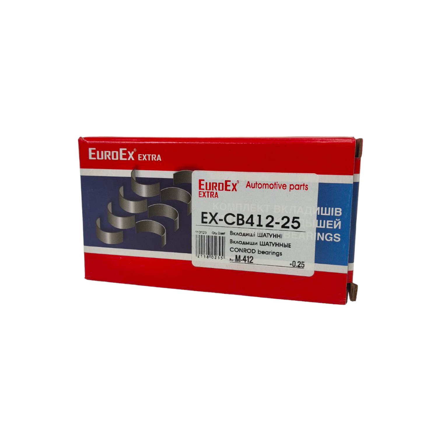 Вкладиші шатунні 0,25 Москвич 412, 2140, 2141 EuroEx