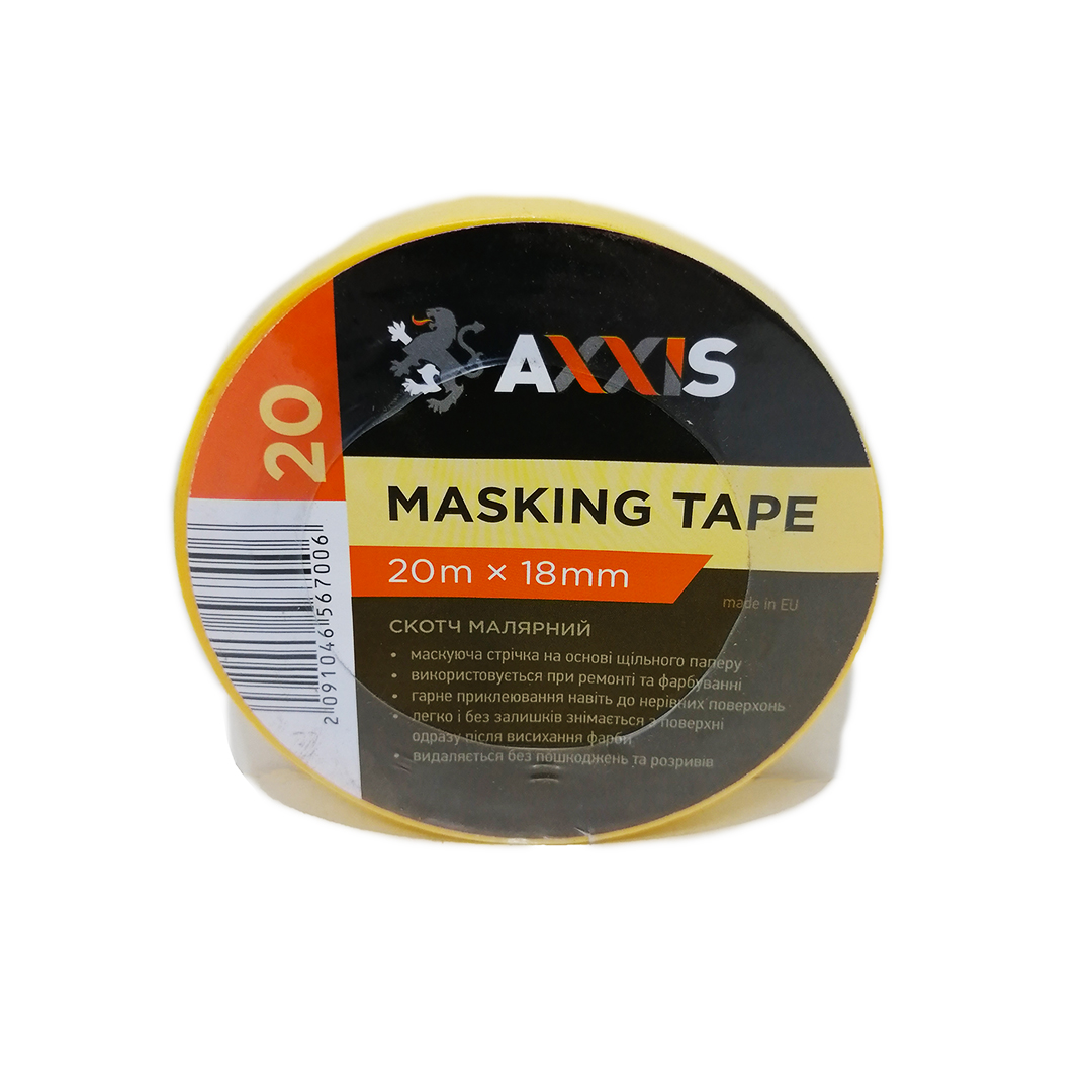 Скотч малярний 18 мм x 20 м Axxis
