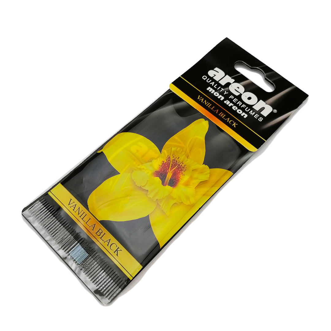 Освіжувач салону на дзеркало сухий Vanilla Black (Чорна ваніль) Mon Areon