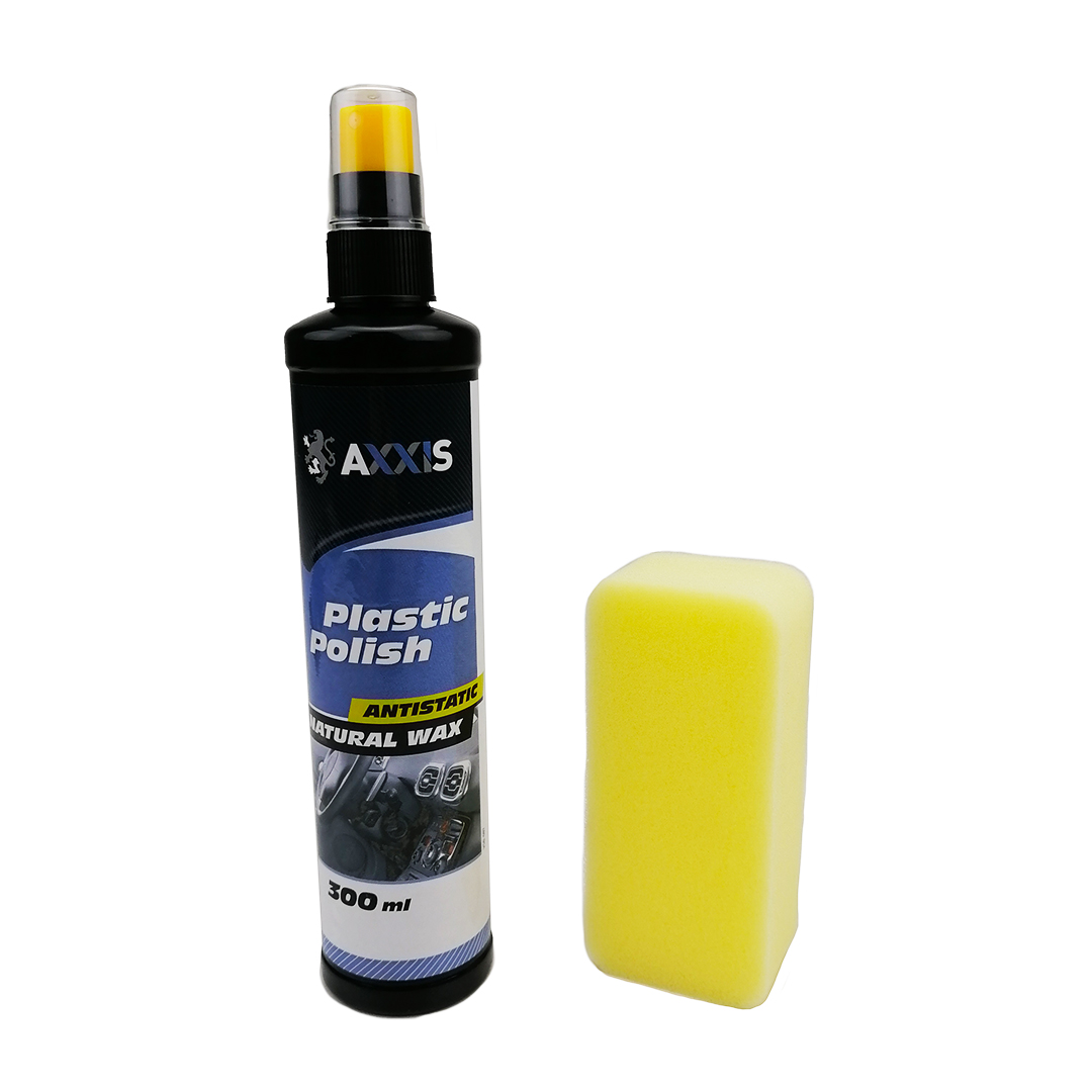 Поліроль пластику 300 мл без запаху спрей з губкою Natural Wax Axxis
