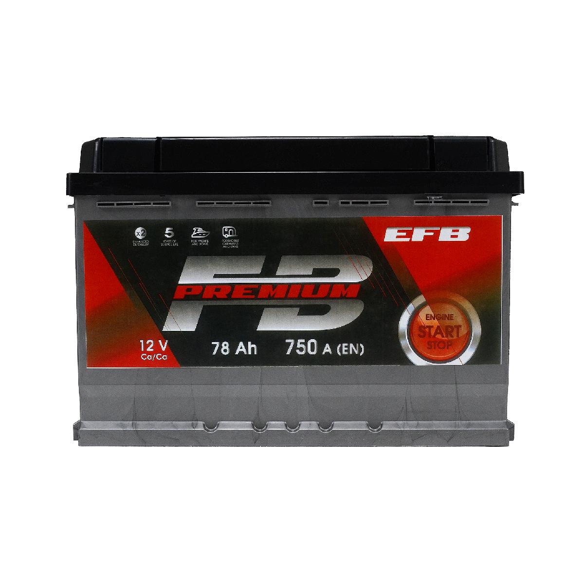 Акумулятор 78 А/год євро 750 А EFB Fireball Premium