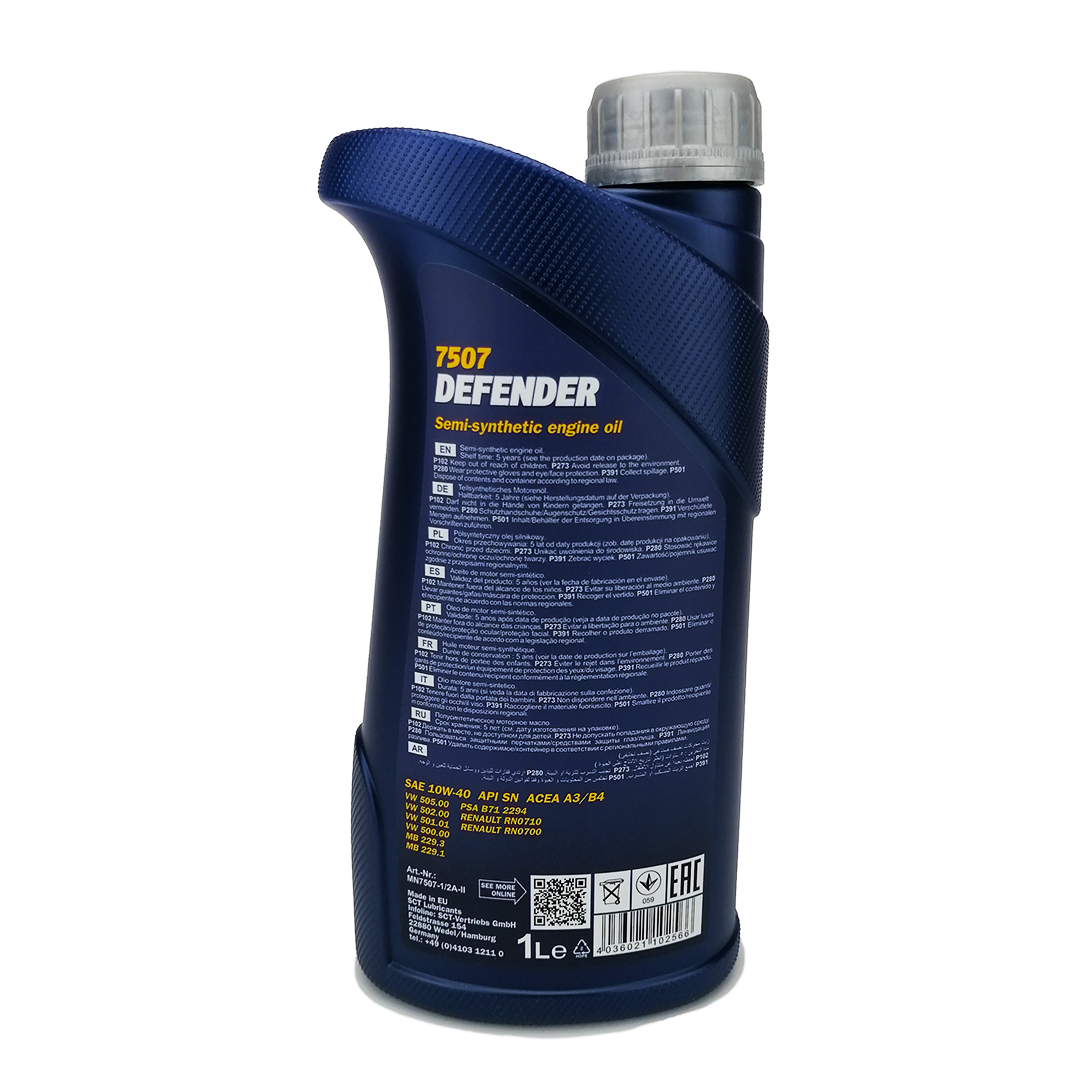 Олива моторна 10W-40 1л Stahlsynt Defender Mannol