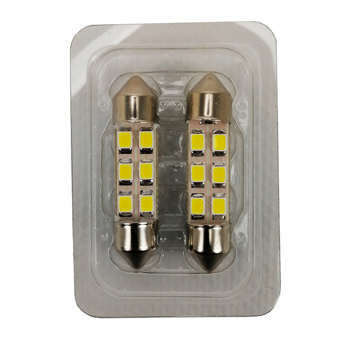 Лампа салону LED T11 12V (компл. 2 шт) 35 мм біла Crystal