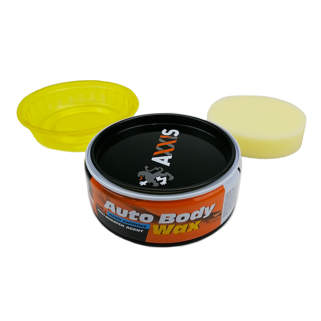 Поліроль кузова з воском + губка 230 гр банка Auto Body Wax Aххis