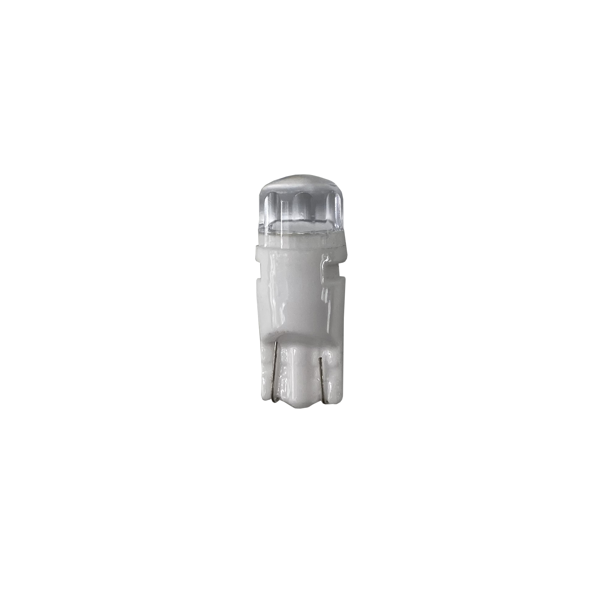 Лампа б/ц LED Т10 12V 2 діода біла керамічна (лінза прозора) Квант